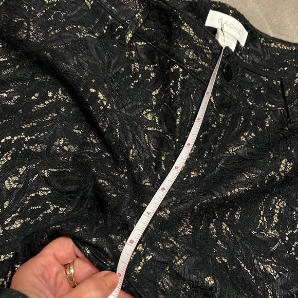 Cache black pants with gold foil and lace overlay - Picture 6 of 14